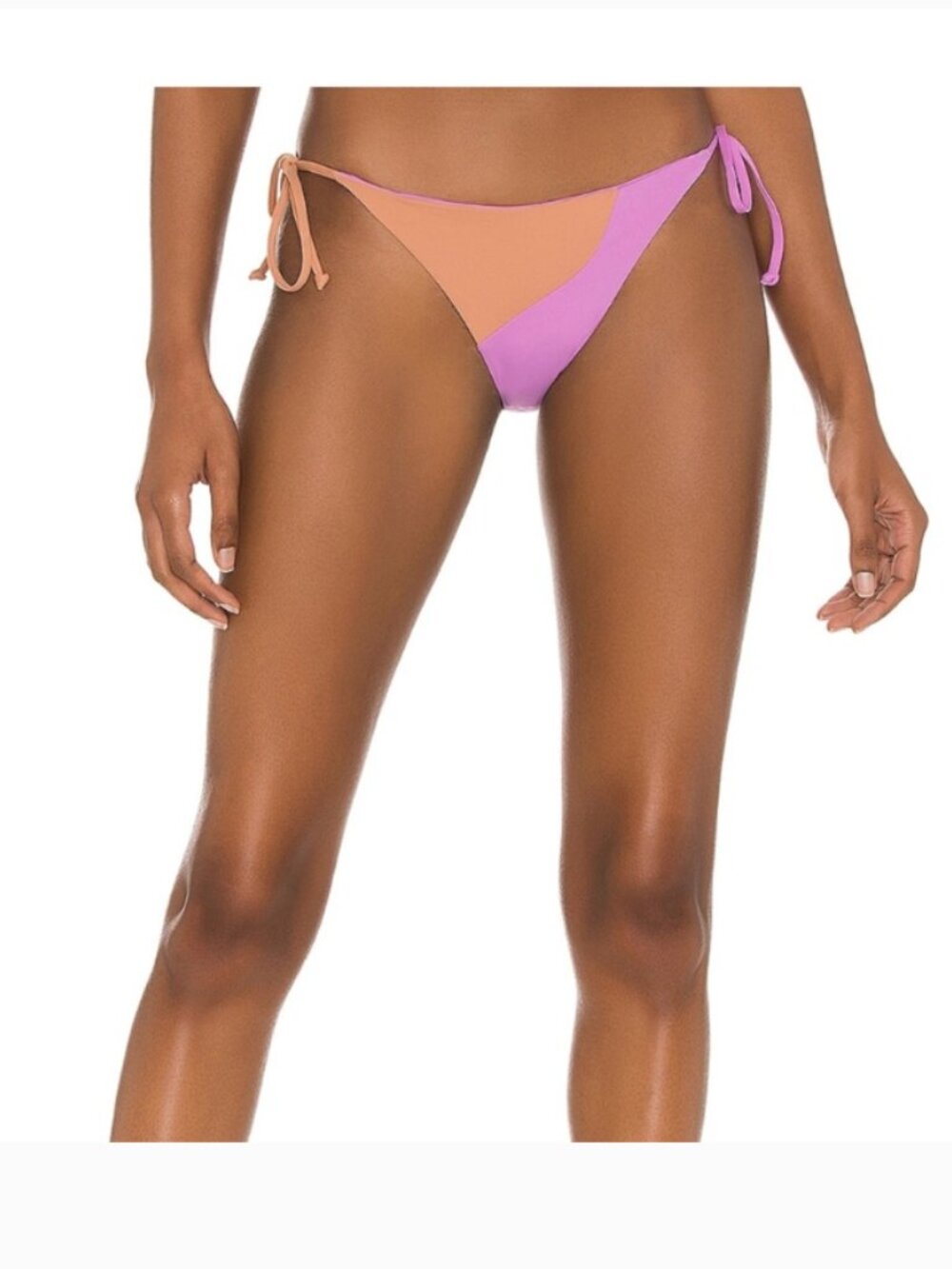 Lspace Dani Side Tie Classic Bikini Bottom Pink/Tan Size Small NWT